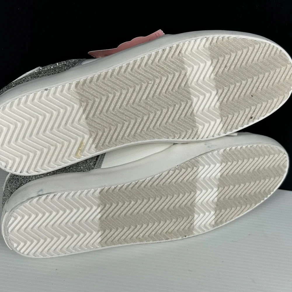 Sam &‎ Libby Size 8.5 Alina Sneakers Silver Glitter White Low Top NEW $49